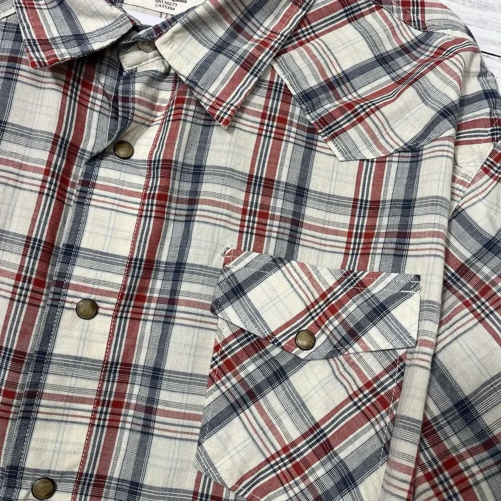 Wrangler Jeans Co 3XL Plaid Cotton Casual Shirt Pearl Snap L/S Western Cowboy